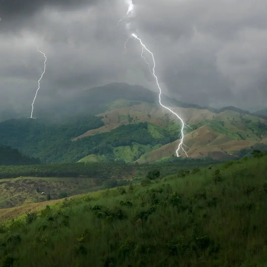 Lightning striking a forest