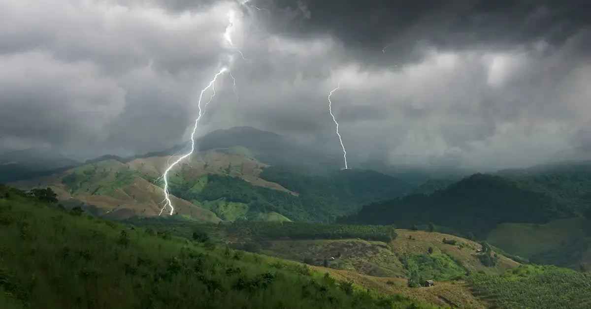 Lightning striking a forest